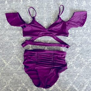 BECCA high waisted dark purple bikini. Size L.